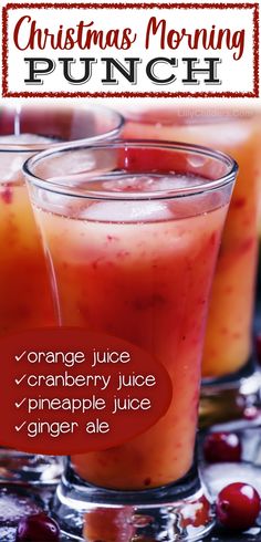 christmas morning punch recipe with orange juice, cranberry juice and pineapple juice