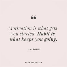 a quote that says, motivation is what gets you started habitt is what keeps you going