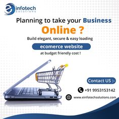 a laptop with a shopping cart on it and the words, planning to take your business online?