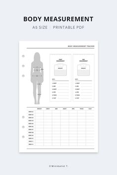 the printable body measurement sheet is shown