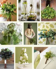 a collage of photos with flowers and greenery