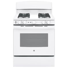 a white stove with two burners and an oven door on the front, is against a white background