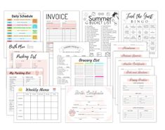 the printable summer bucket list is shown in various colors and font, along with other items