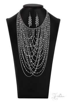 Paparazzi Enticing Zi Collection Necklace - 2021 Silver Chains, Paparazzi Accessories, Hematite Beads, White Rhinestone, Paparazzi Jewelry, Silver Accents, Fashion Jewelry Necklaces, Necklace Earring Set, Matching Earrings