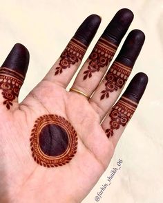 a person's hand with henna tattoos on it