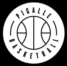 a basketball logo on a black background with the words,'pigalle basketball '