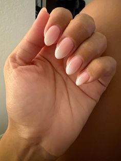 French Nails, Ombre Nails, Gel Nails Nails Ombre Almond Shape, Faded French Tip Nails, Bubble Bath Ombre Nails, Dip Nail Ombre, Nails French Tip Ombre, Blended French Tip Nails, Natural Nails Ombre, Short Almond Ombre Nails, French Tip Fade