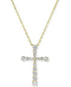 Express your faith in elegance with this glistening diamond cross pendant necklace. Classic 14k Gold Hallmarked Diamond Necklace, Macy's Diamond Jewelry In Diamond White, Macy's Diamond White Diamond Jewelry, Macy's Diamond Jewelry With Diamond Accents, Macy's Yellow Gold Jewelry With Prong Setting, Macy's Diamond Necklace With Brilliant Cut, Macy's Cubic Zirconia Brilliant Cut Necklaces, Macy's Brilliant Cut Cubic Zirconia Necklaces, Macy's Diamond Necklace For Formal Occasions