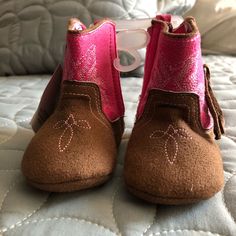 9-12 Month Baby Pink Fringe Cowgirl Boots New With Tags These Are So Cute! Velcro Sides For Easy Slip On. I Got A Few Pair Of These When My Daughter Was Born. This Pair Was Never Worn. Size 9 To 12 Months 5 Inches Long Casual Pink Booties For Fall, Casual Pink Fall Booties, Pink Round Toe Booties For Fall, Cute Pink Booties With Soft Sole, Cute Pink Boots For Fall, Cute Pink Boots With Round Toe, Cute Pink Round Toe Boots, Cute Pink Round Toe Booties, Pink Booties For Playtime In Spring