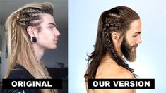 Scottish Hairstyles Men, Male Long Hair Styles, Groom Long Hairstyle Men Wedding, Long Viking Hair Men, Wedding Hairstyles For Men With Long Hair, Viking Wedding Outfit Male, Nordic Hairstyle Men, Nordic Braids For Men, Viking Hairstyles Men Long Hair