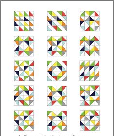 an image of a quilt pattern with different colors and shapes on it's sides