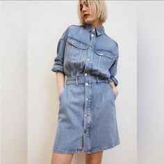 Nwt Brand New Never Worn Size Xl All Details In Pic 8 & 9 Casual Dresses With Sleeves, Denim Jean Dress, Dress H&m, Lee Denim, H&m Shorts, Oversized Dress, H M Dresses, Hm Dress, Dress C