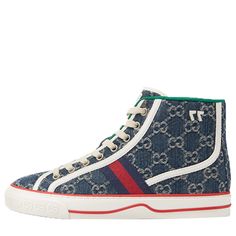 Gucci Tennis 1977 Sneakers/Shoes Sneakers Gucci, Blue High Tops, Gucci Sneakers, Sneakers For Women, Vans High Top Sneaker, Sneakers Blue, Footwear Design Women, Vans Sk8, Designer Sneakers