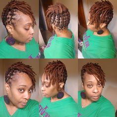 Pinned Up Loc Styles, Latest Dreadlocks Styles Black Women, Faux Locs Hairstyles Short, Starter Loc Updo Styles Short, Styles Short Locs, Short Loc Styles For Women Updo, Loc Mohawk Styles, Mohawk Locs, Loc Styles Medium Updo Women