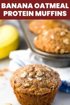 Banana Oatmeal Protein Muffins Recipe Protein Muffins Breakfast, Banana Muffins With Protein, Banana Oat Muffin Cups, Oatmeal Muffins Protein, High Protein Banana Oat Muffins, Power Muffins Healthy, Protein Muffins Oats, Protein Banana Baked Oatmeal, Protein Banana Oatmeal Muffins