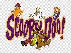 the scooby show logo, with three people standing in front of it and two dogs