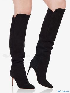 OrcaJump - Elegant and Sophisticated Womens Suede Knee High Boots with Stiletto Heel, Perfect for Knee Length Fashion Traditional Chic, Suede Knee High Boots, Fall Winter Shoes, Suede Boots Knee High, Winter Shoes, Suede Boots, Stiletto Heel, Resort Wear, Types Of Shoes