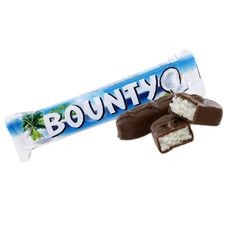 a chocolate bar with coconut on top and the wrapper is half filled with candy