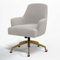 an office chair with casteors and wheels is shown in this image, it appears to be upholstered