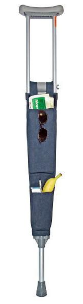 a blue and silver hand truck with a banana in it