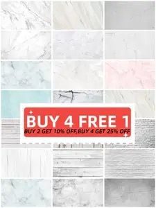 marble tiles with the text buy 4 free 1 get 10 % off