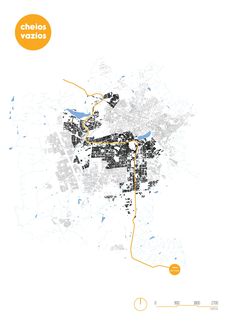 a map of the city of barcelona, with streets and buildings in orange on white