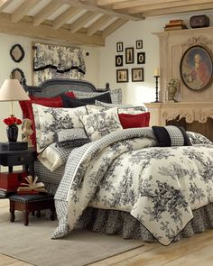 the comforter is made up with black and white designs