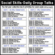 the social skills daily group talks poster