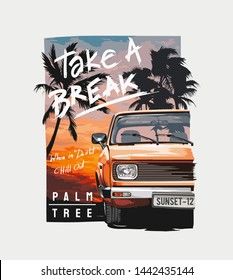 Cartera de fotos e imágenes de stock de tsuponk | Shutterstock Palm Tree Sunset, Beach Illustration, City Cartoon, Sunset Background, Clothing Patches, Diy Stickers, T Shirt Diy, Happy Colors