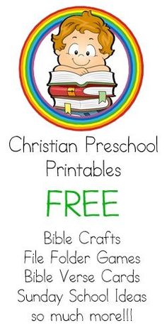 a sign with the words christian preschool printables free and an image of a boy reading