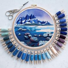 an embroidery kit with many different colored threads