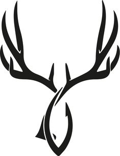 the antlers are black and white on a white background