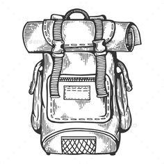 a hand drawn backpack - travel conceptual