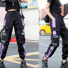 Cargo Pants Female, Dance Sweatpants, Purple Cargo Pants, Fashion Cargo Pants, Techwear Aesthetic, Women's Joggers, Techwear Outfits, Streetwear Pants, Winter Styles