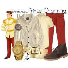 a couple of different outfits and shoes with the words disneybound prince charming on them