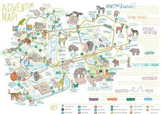 a map with animals on it and the words adventure mad written in large letters below