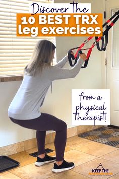 a woman is doing exercises on the floor with her hands in the air while holding onto an exercise rope