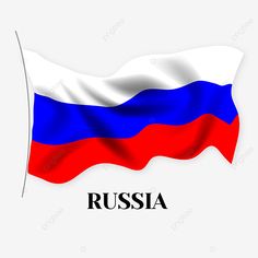 the russian flag waving in the wind on a white background with text that reads,