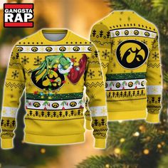 NCAA Iowa Hawkeyes Grinch Hand Ugly Christmas Sweater Get ready to embrace the festive spirit with the NCAA Iowa Hawkeyes Grinch Hand Ugly Christmas Sweater. This eye-catching piece of holiday apparel blends **Christmas cheer** with a dash of college pride, making it the perfect choice for both fans of the Iowa Hawkeyes and those looking to participate in the growing trend of **ugly sweater parties**. Crafted from high-quality **knitwear**, this sweater features a playful **Grinch Hand** design Grinch Ugly Christmas Sweater, Unique Ugly Christmas Sweater, Grinch Hands, Christmas Ugly Sweater, Christmas Grinch, Warm Christmas, Iowa Hawkeyes, Funny Xmas, Grinch Christmas