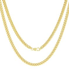 These Brand New Miami Cuban Chains are 100% GUARANTEED 14K YELLOW GOLD and have been professionally tested and stamped 14K. The chains are REAL GOLD, they are NOT OVERLAYED, NOT PLATED, NOT FILLED. These chains are intentionally crafted to be lightweight, but rest assured the chains are entirely made of Pure 14K Gold. Our 14K Yellow Gold Miami Cuban Chains look just like Solid Miami Cuban Chains, but weigh less and thus offer an amazing value for the same design. The chains fasten with a 14K Yel Cuban Chains, Miami Cuban Link Chain, Necklace Mens, Miami Cuban Link, Miami Cuban, Womens Jewelry, Gold Necklace Women, Yellow Gold Chain, Cuban Link Chain