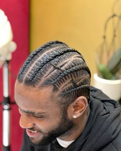 Cornrows With Star Design, Cornrow Hairstyles For Men Full Head, Brent Faiyaz Braids, Mens Braids With Fade, Single Braids For Men, Cornrows Designs, Braids For Men