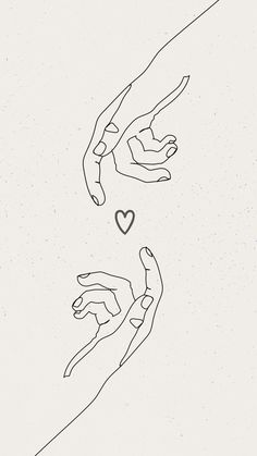 two hands reaching out towards each other with a heart in the middle and one hand holding another