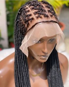 Our frontlace and closure unit is made with spandex dome wig cap and extra elastic band for secure fitFull lace has adjustable straps and elastic bandBox braids on a front lace wig All our braided wigs are handmade wigscarefully hand-picked and crafted by selected professional braidersWe bleach the knots for a very realistic lookWe provide babyhair in all our wigsif you do not need ityou can take it off or add note to that effectAll our wigs comes with the big elastic bandour full lace wigs com Faux Locs Wig, Cornrow Wig, Half Ponytail, Wig Lace Front, Braided Wigs, Short Curly Wigs, Goddess Locs, Braided Wig