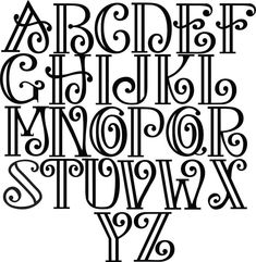 an old fashioned alphabet with swirly letters