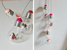 two pictures with different types of light bulbs hanging from them and the words do you yourself diy ideas?