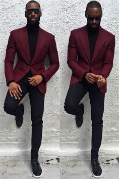 Blake Burgundy Peaked Lapel Slim Fit Bespoke Prom Men Suits | Allaboutsuit Red Suits For Men Wedding, Prom Suit For Guys, Prom Looks For Guys, 30th Celebration, Suits For Guys, Outfit Boda, Prom Men, Prom For Guys