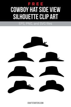 the silhouettes of cowboy hats are shown in black and white, with text that reads free