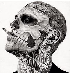 Rick rico the zombie boy Genest Face Tattoos, Head Tattoos, Skull Face, Skull Tattoos, Tattoo Models