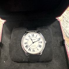 Https://Www.Cartier.Com/En-Us/Watches/All-Collections/Find-Your-Cartier-Watch.Html#/Crwsrn0032 100% Authentic Used Only A Few Times Was A Gift Looking To Get Something Different Classic Cartier Watch Band For Formal Occasions, Classic Cartier Watch, Classic Cartier Watch Accessories With Date Indicator, Luxury White Watch Accessories With Date Indicator, White Cartier Watch With Subdials, Cartier White Watches With Subdials, Modern White Cartier Watch, Cartier Watch Accessories With White Round Dial, Cartier White Watch Accessories