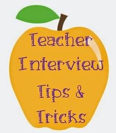 an orange apple with the words teacher interview tips and tricks on it's side